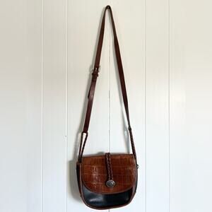 Brighton black and brown leather crossbody bag western southwestern inspired